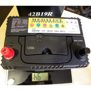 Аккумулятор MEDALIST Asia 6СТ-40 Ah 350A (R). Photo 3