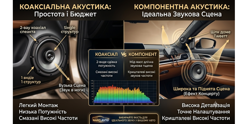 Компонентна чи коаксіальна акустика: як вибрати динаміки в авто