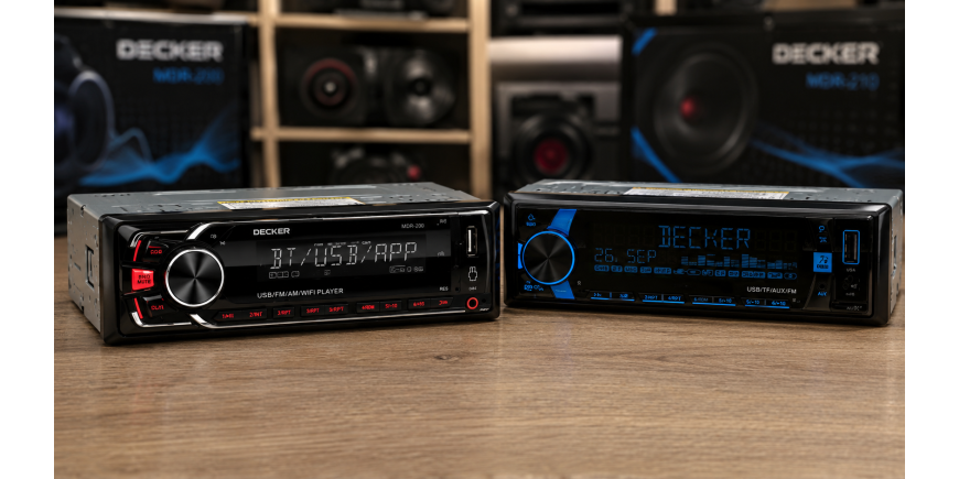 Магнітоли Decker MDR-200 та MDR-210 з підсилювачем Class D: 6 каналів і DSP