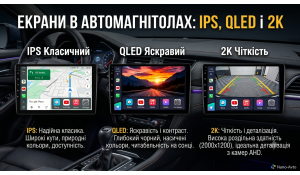 Екрани автомагнітол 2K, QLED та IPS: який вибрати