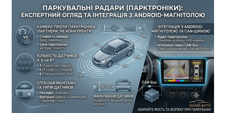 Як вибрати парктронік в авто та підключити до Android: 4 чи 8 датчиків