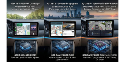 Автомагнітола Android 4/64, 6/128 чи 8/128 ГБ — яку вибрати у 2026 році