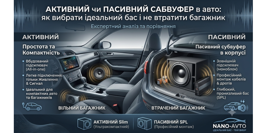 Активний чи пасивний сабвуфер в авто: як вибрати